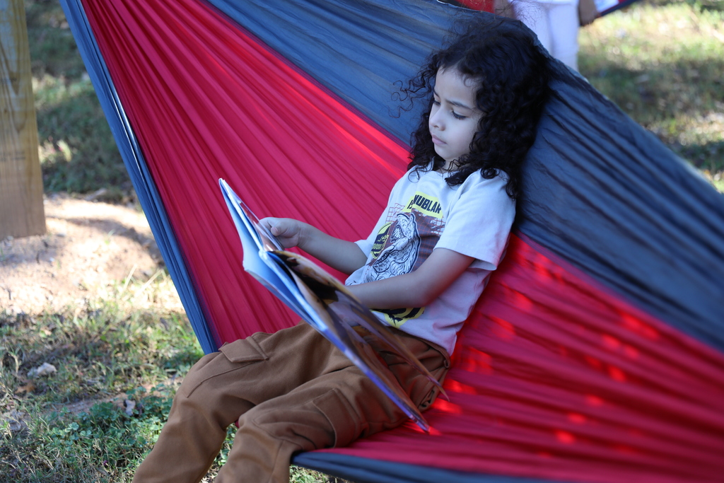 Roan School’s Media Specialist, Mrs. Emily Elliott, created a unique reading experience for her students through a PAGE grant-funded hammock garden. Students are now enjoying books and fresh air in this relaxing outdoor space. 🍁📚