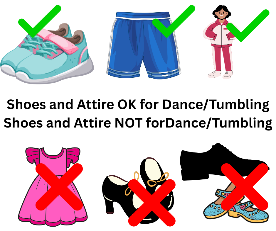 Tumbling shoes and attire