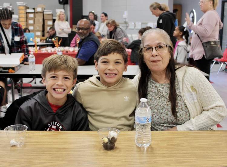 Students with their grandmother 
