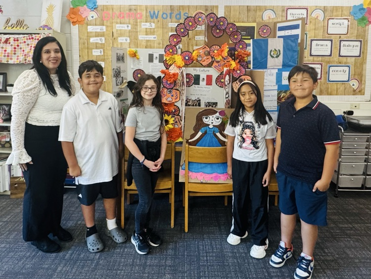 students with art displays 