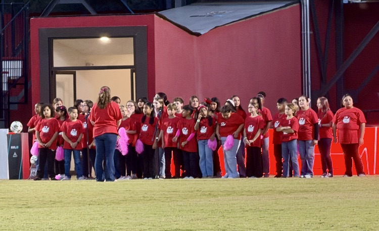 Westwood Chorus students waiting to sing 