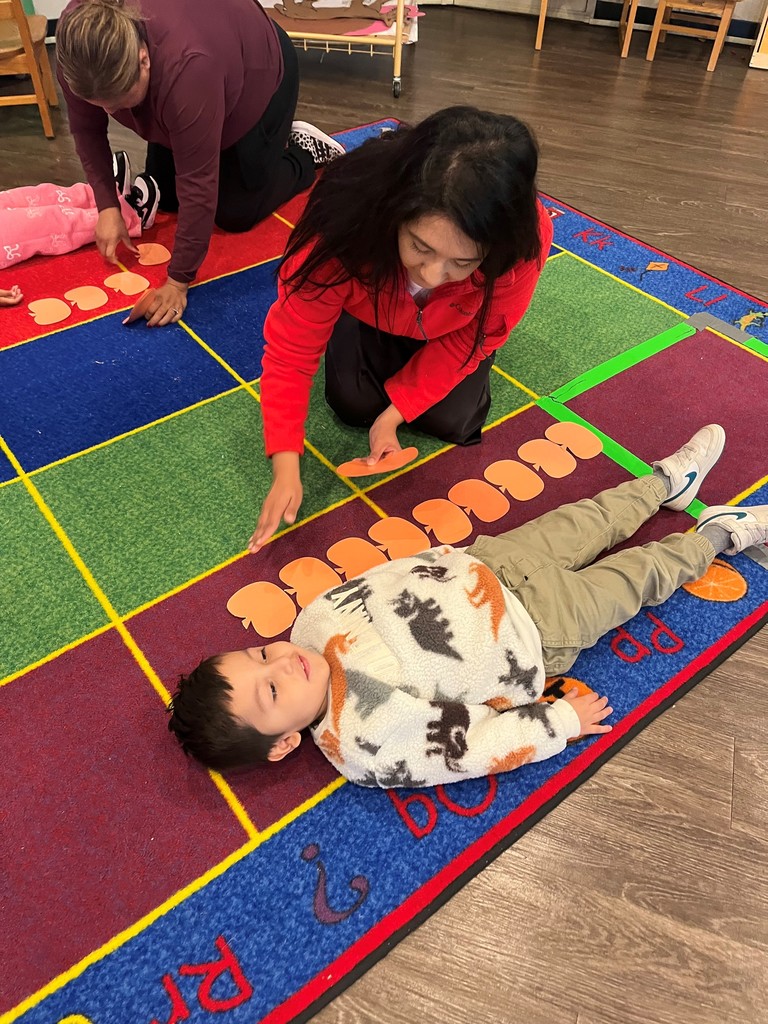 Our Little Cats are exploring the wonders of fall! 🍂  This week, they learned how pumpkins grow from tiny seeds by reading From Seed to Pumpkin and creating their own life cycle diagrams. In small-group STEM activities, students became pumpkin investigators, observing size, color, and shape, predicting which pumpkins would float or sink, and examining the inside of a real pumpkin!  To tie in math, they measured how tall each child was using pumpkin cutouts, discovering how many “pumpkins tall” they are! Our Little Cats loved learning through these fun, hands-on fall activities. 