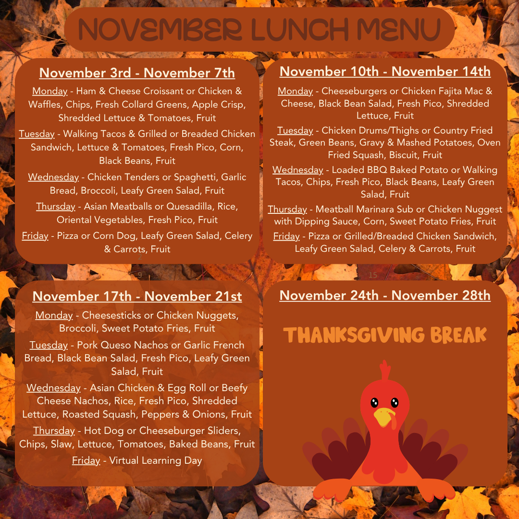 November Lunch Menu
