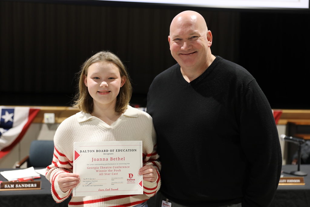 During the November 10 Board of Education meeting, the Dalton Board of Education celebrated outstanding student achievements across the district.
