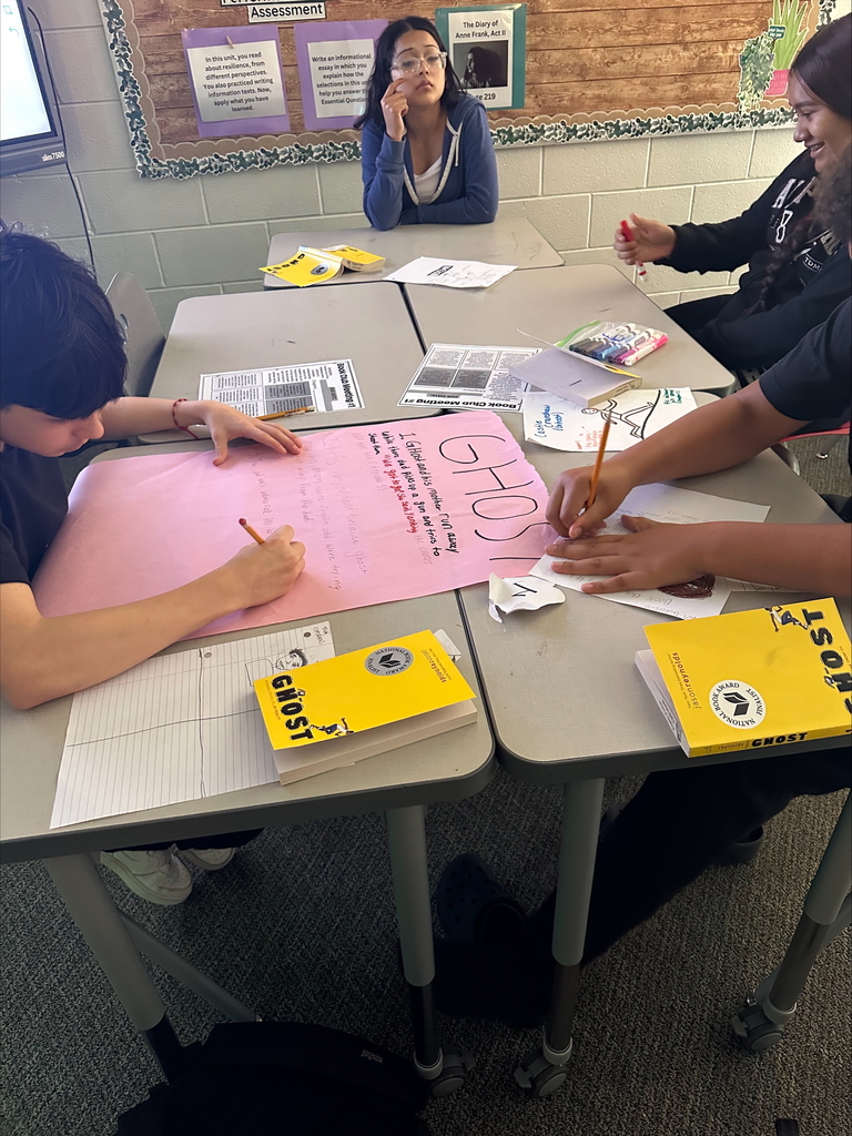 Students working in book club