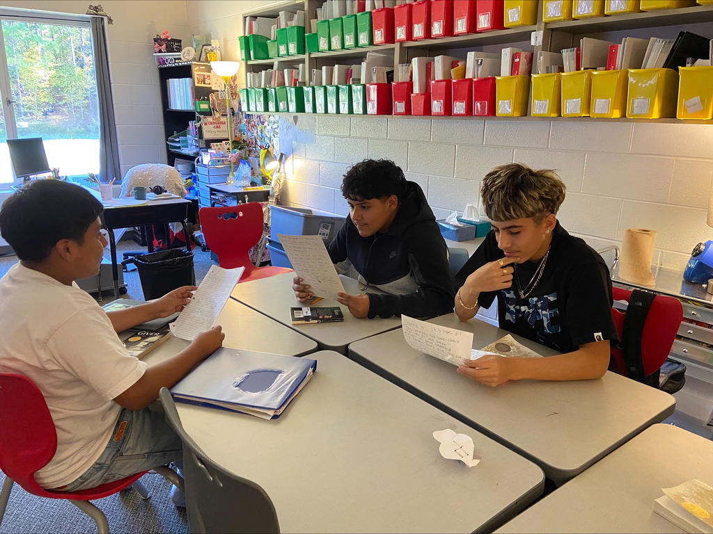 Students working in book club