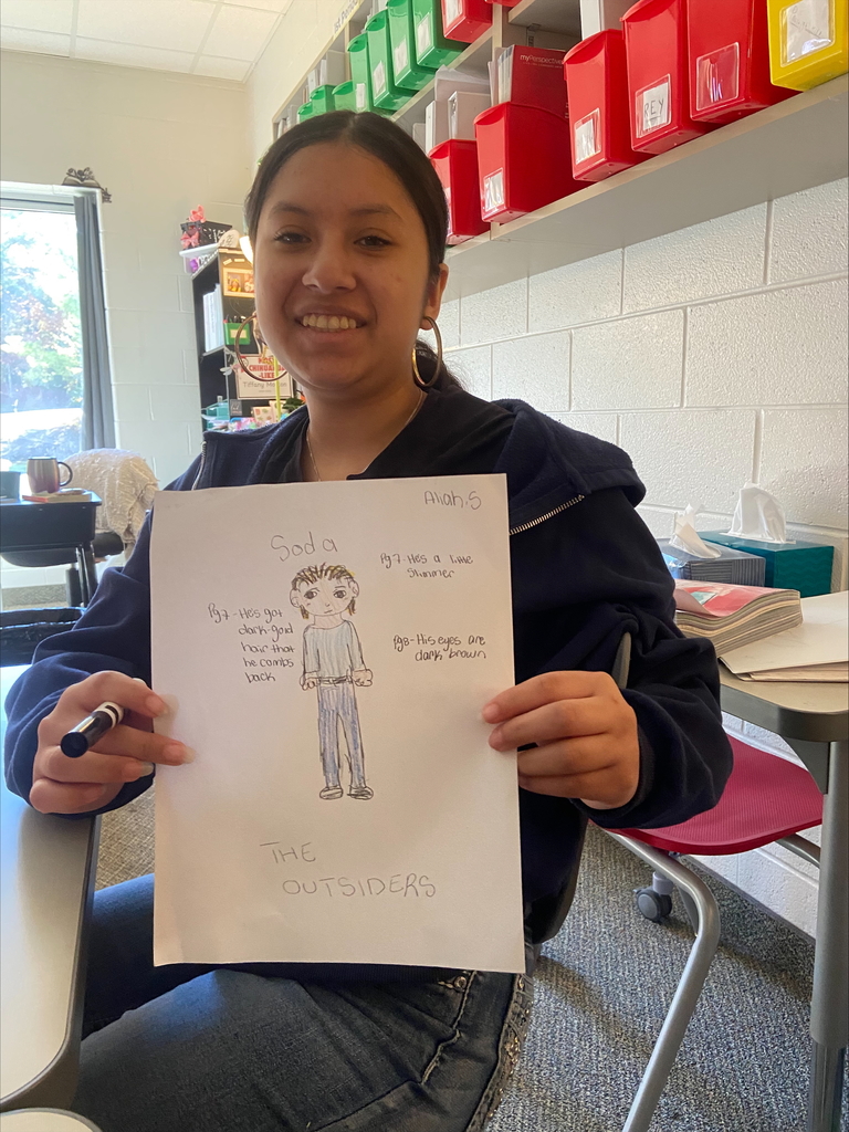 Student displaying project