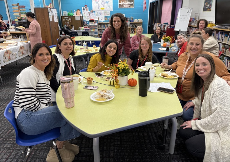 Teachers enjoying Thanksgiving lunch