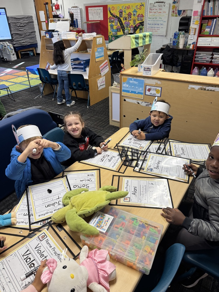 Students working on bear activities