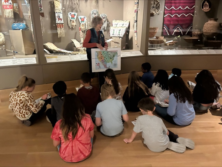 Students listening to the museum tour guide 