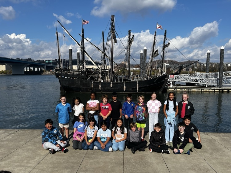 Mrs. Hernandez’s class in front of the ships 