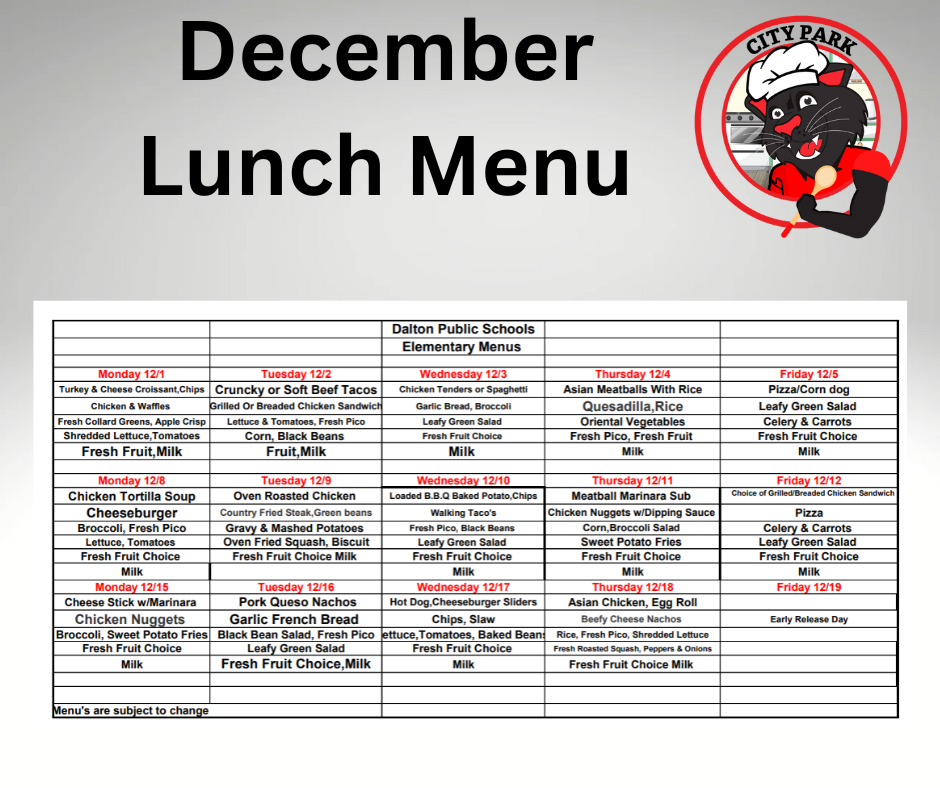 December lunch menu graphic 