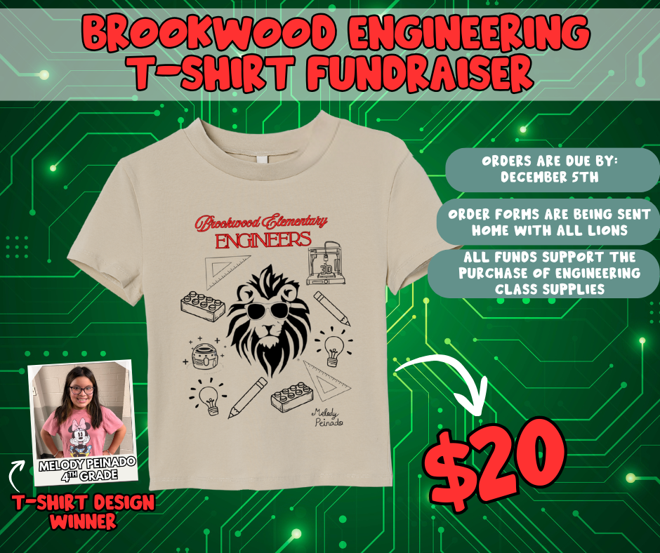 Our Engineering classes are selling a student designed t-shirt to raise money for engineering projects. They are $20 each!
