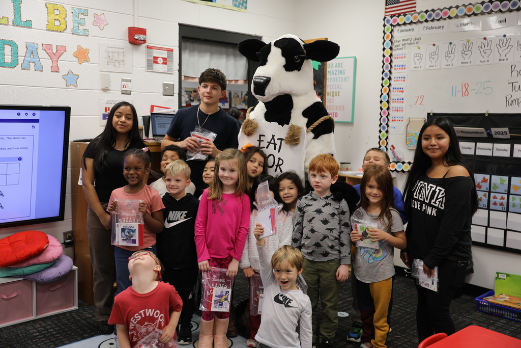 The Dalton High School Chick-fil-A Leadership Academy — a national student leadership program built on service — visited Westwood School recently with a special guest: the Chick-fil-A cow! Students received books, and teachers were surprised with gift cards. We love seeing our student leaders spread joy across our district!