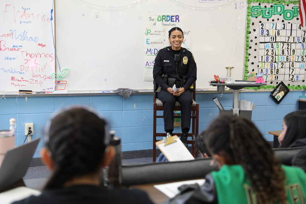 Classroom Spotlight: Before break, students in Carolina Lunsford’s classroom at Roan School sat down with School Resource Officer Ruiz for an interview featured in their school newspaper, which is published once each semester.