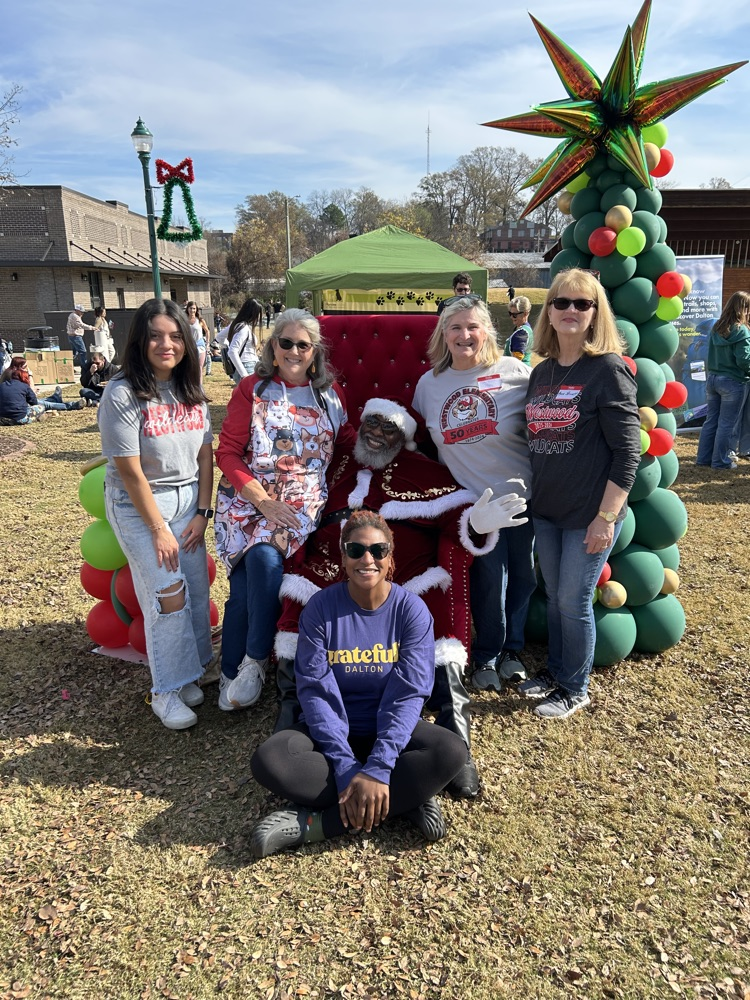 A group of Westwood teacher with Santa 