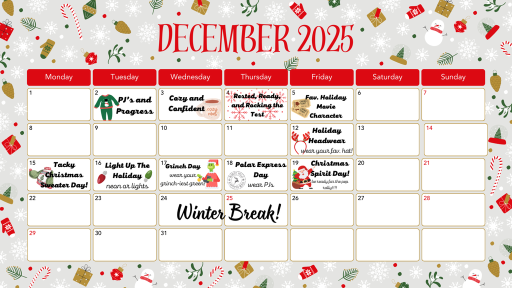 hcms dec 2025 dress up days calendar