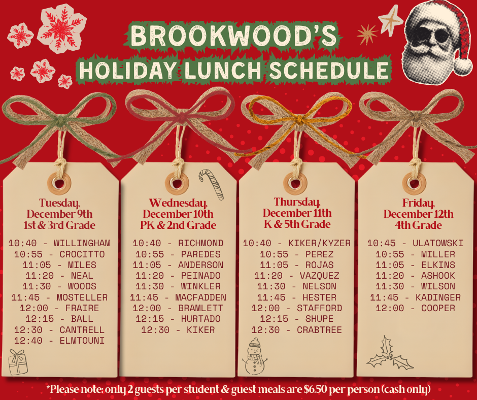 December Holiday Lunch Schedule