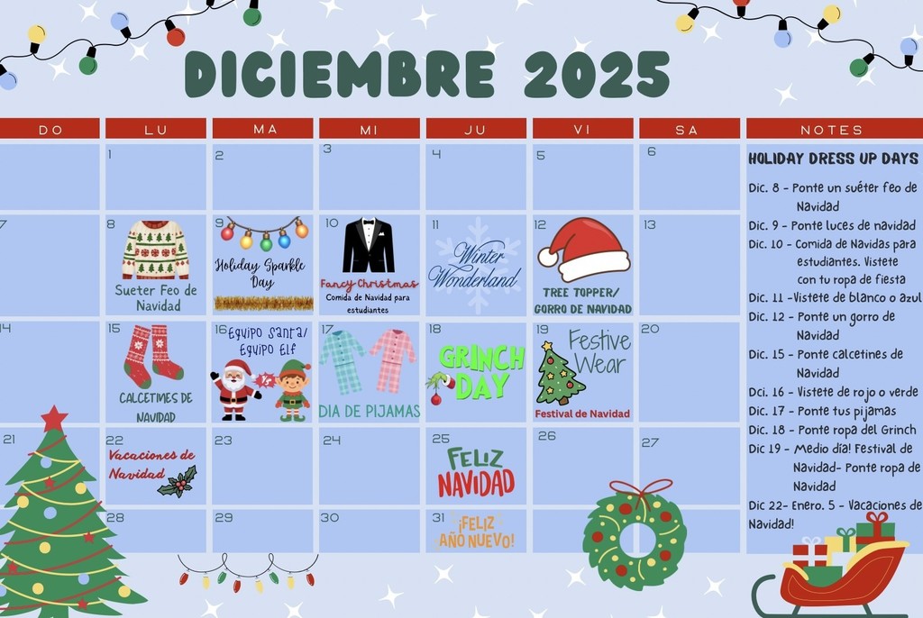 Holiday Dress Up Days Flyer in Spanish