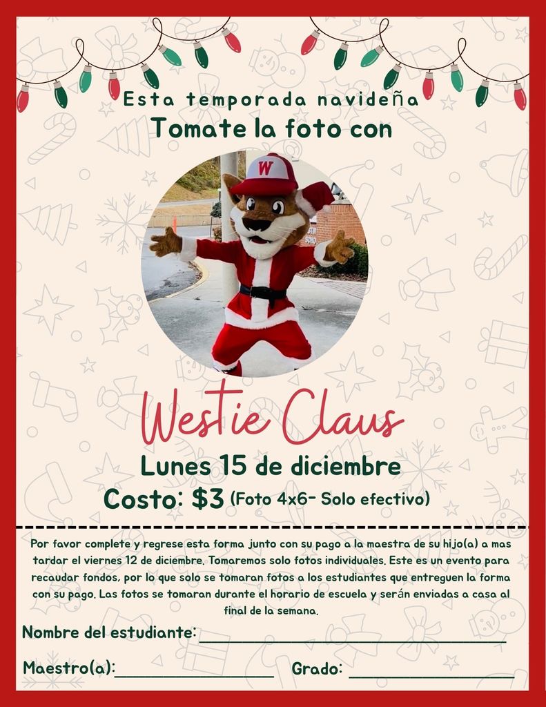 Picture with Westie Claus Flyer-Spanish