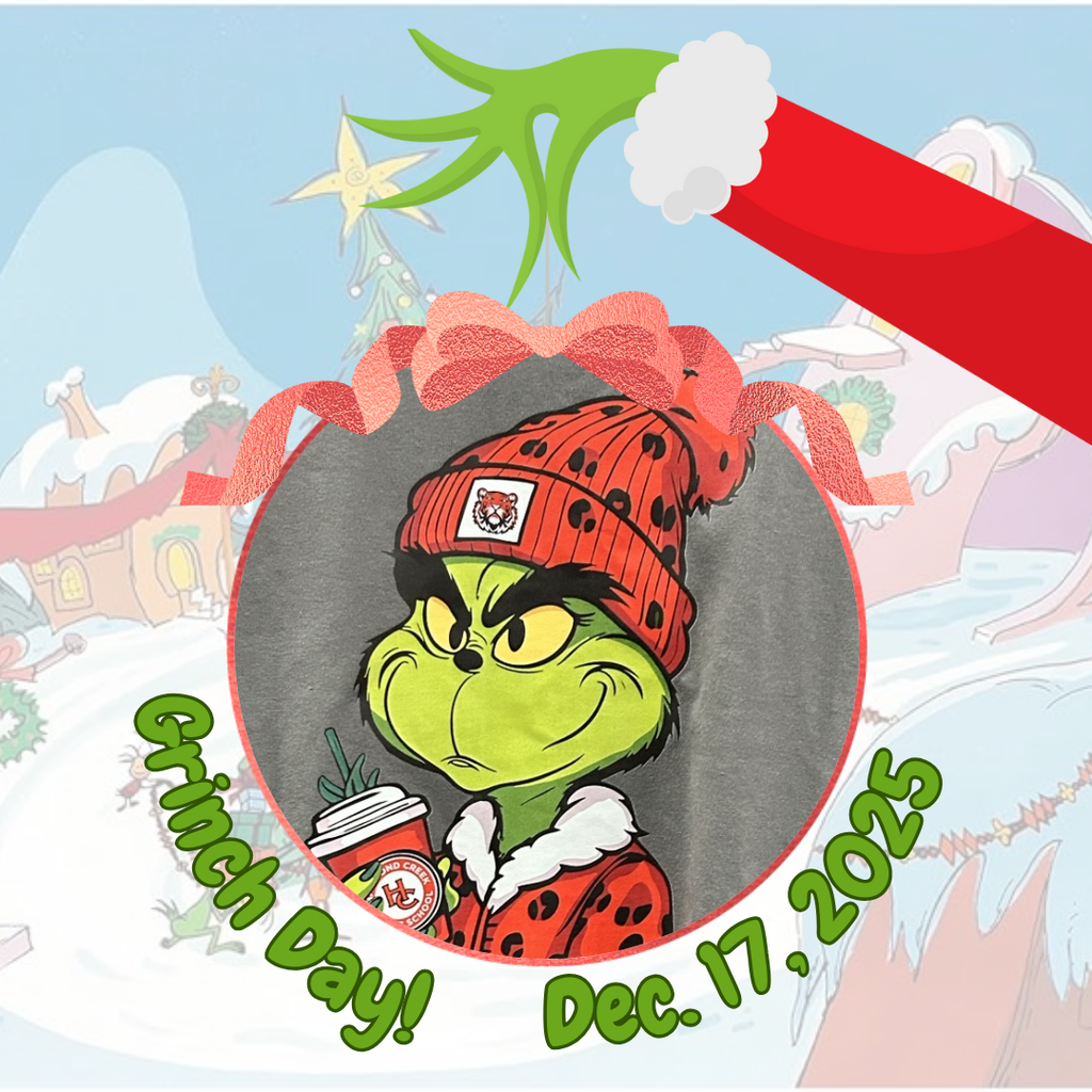 💚 December 17 – Grinch Day Channel your inner Grinch and wear all things green! Just don’t let your heart shrink three sizes.