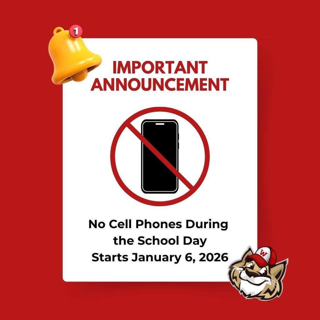 No Cell Phones During the School Day Graphic-English
