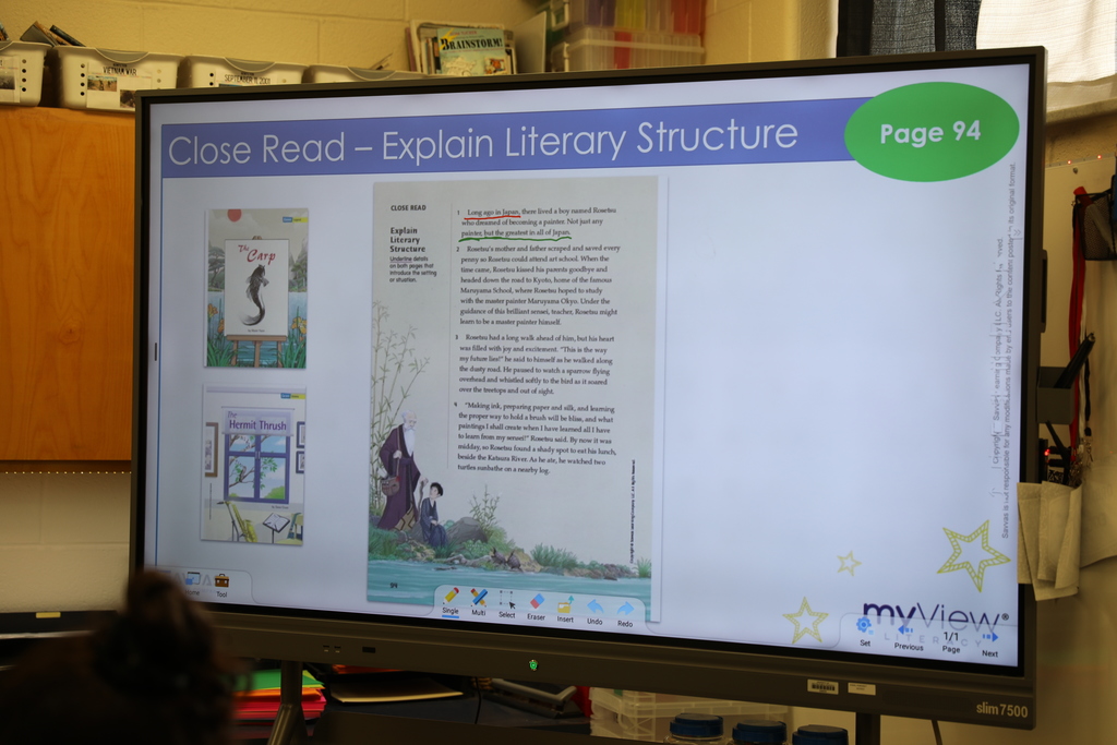 Classroom Spotlight: At Blue Ridge School, Gray Weldon recently led students in a close reading of "The Carp Story" in SAVVAS. Students looked back through the text to find key details, use context clues, and explore literary structure—all while learning about a Japanese boy’s journey to becoming a painter.