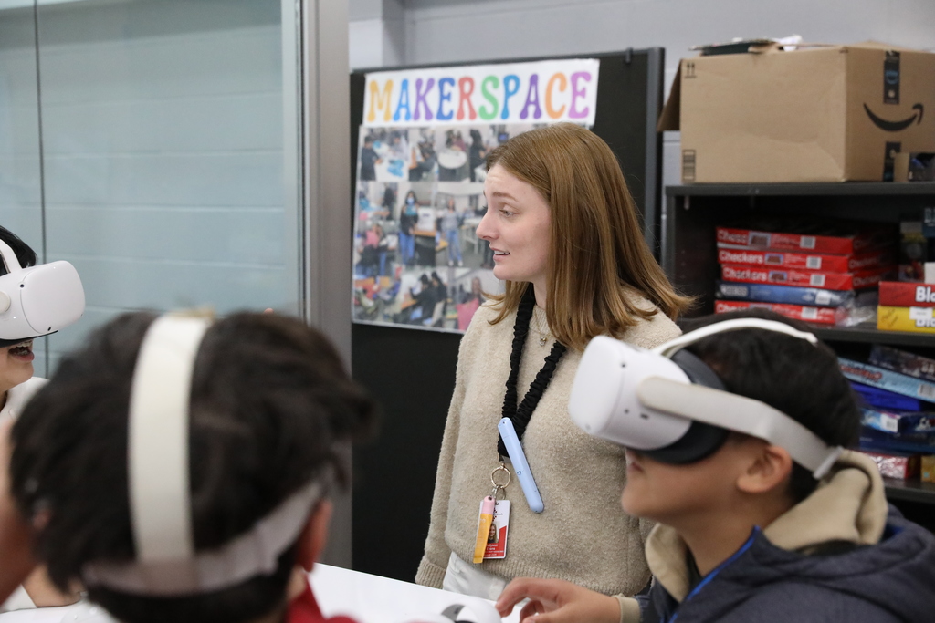 Classroom Spotlight: Madyson Evans recently immersed her students in history through an engaging VR experience in the media center! Students explored a simulation of the Civil War and surrounding historical events, bringing the past to life through innovative technology and hands-on learning.