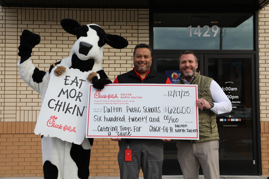 🧡 Thank You, Chick-fil-A of Dalton! 🧡  We are incredibly grateful to our community partner, Chick-fil-A Dalton, for hosting Catering for a Cause and for their generous donation of $620 to support Dalton Public Schools.  Because of partners like Chick-fil-A Dalton, our students, staff, and schools continue to benefit from strong community support. Thank you for investing in our schools and for your continued dedication to DPS. We truly appreciate you! ❤️