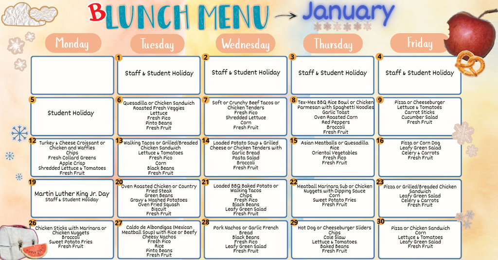 January Lunch Menu