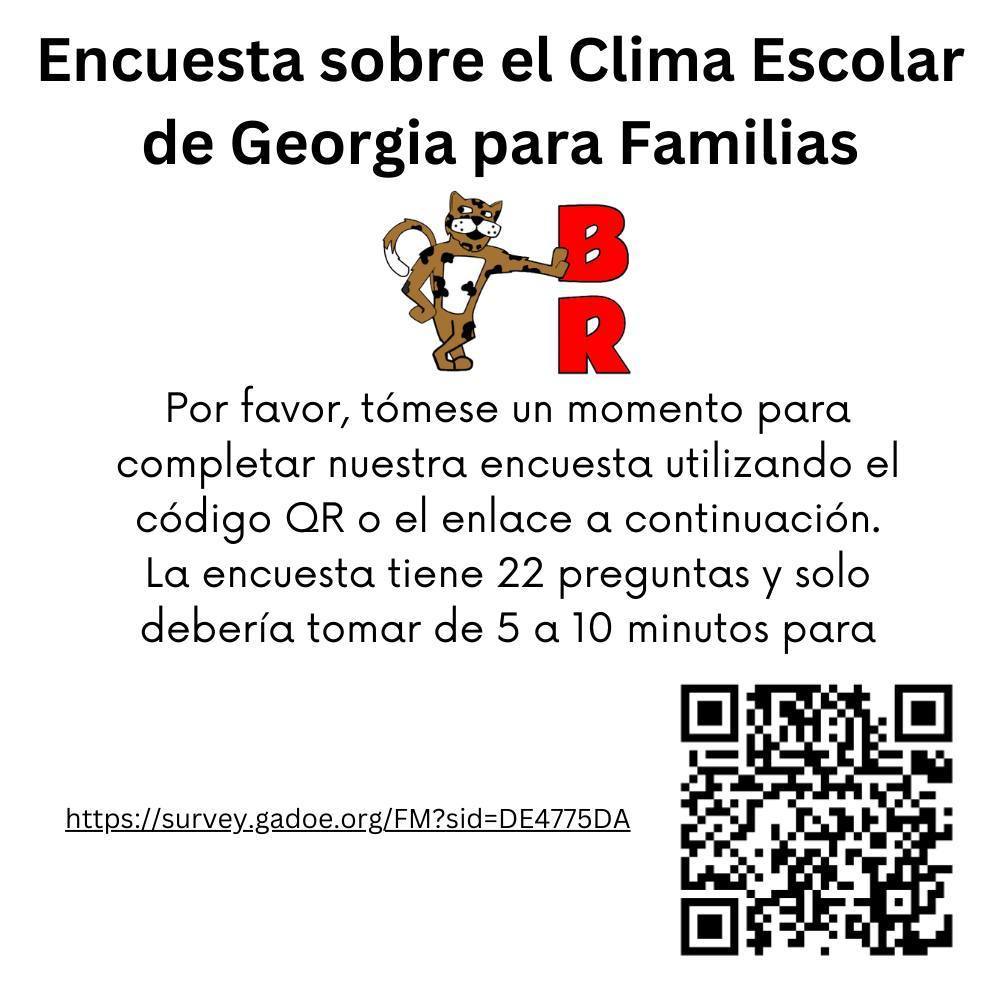 Por favor, tómese un momento para completar nuestra encuesta utilizando el código QR o el enlace a continuación. La encuesta tiene 22 preguntas y solo debería tomar de 5 a 10 minutos para