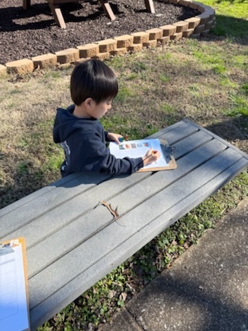 1st graders working outside