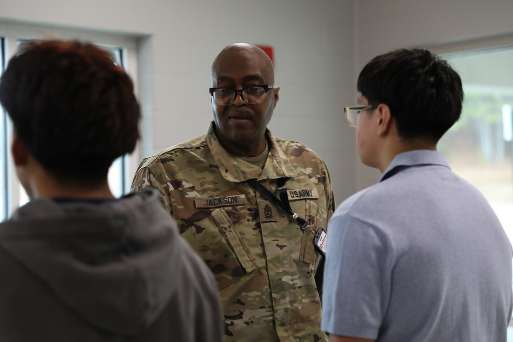 CTAE Month highlight 🎖️ Junior Reserve Officers’ Training Corps (Army) students at The Dalton Academy, led by Captain Bill Jinright and First Sergeant Eugene Jackson, are learning the foundations of leadership, teamwork, and discipline. In these photos, students are practicing stationary movements and marching techniques in preparation for their Homecoming parade while developing leadership skills through group-led instruction that teaches duties, responsibilities, and effective command. #CTAEMonth