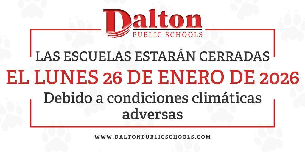 Atención: Las escuelas estarán cerradas el lunes 26 de enero de 2026 debido a condiciones climáticas adversas.