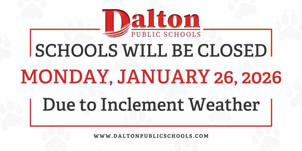 Attention: Schools will be closed Monday, January 26, 2026 due to inclement weather.