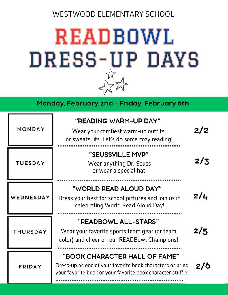 Read Across America Dress Up Days Flyer-English
