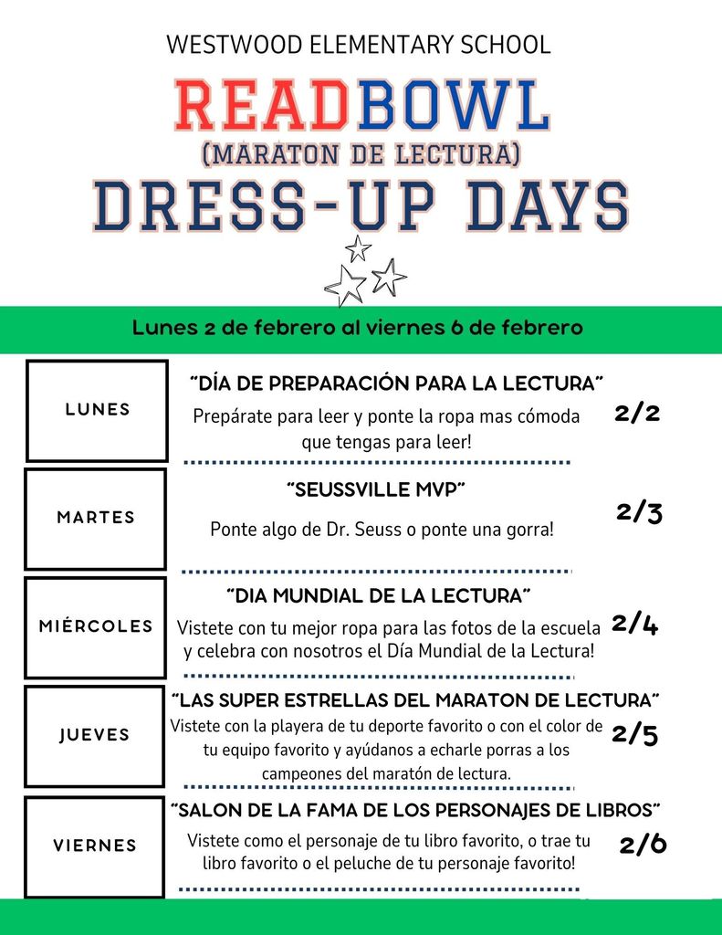 Read Across America Dress Up Days Flyer-Spanish