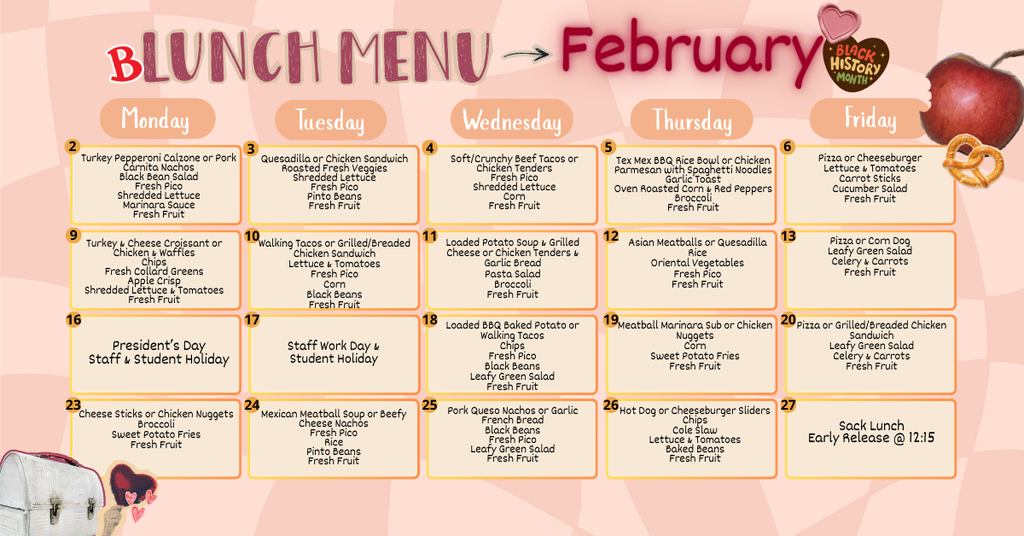 february lunch menu