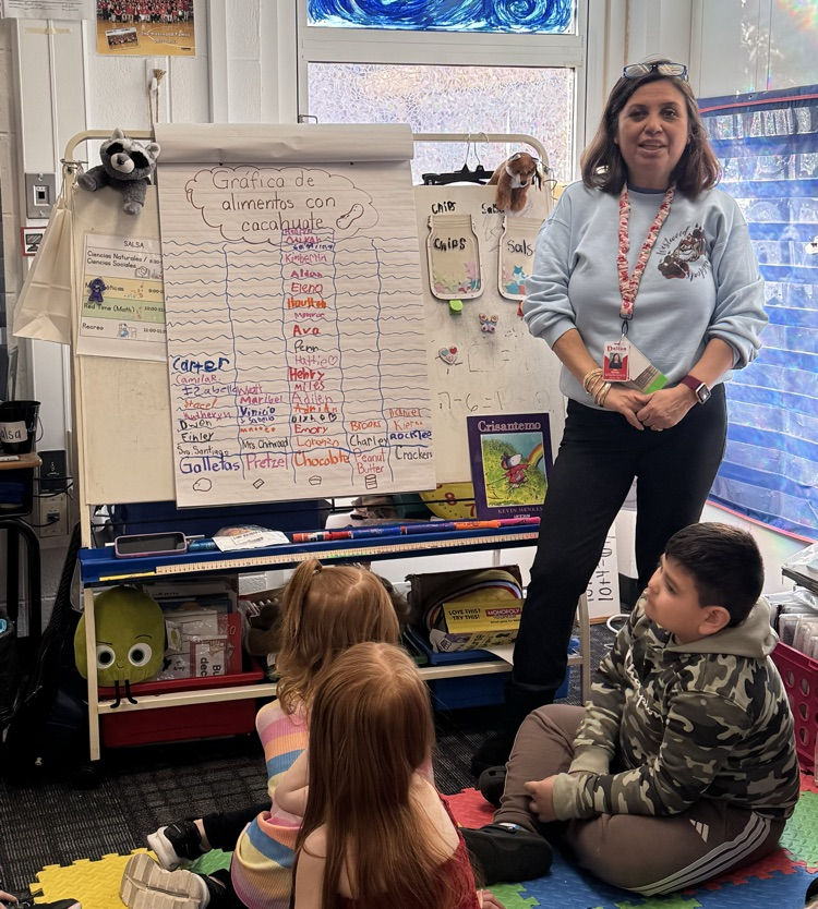 A picture of Mrs. Santiago making a class graph 