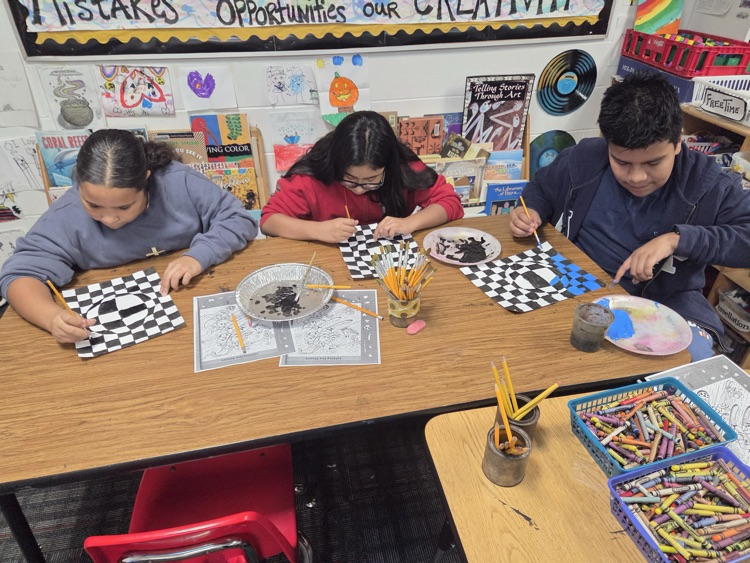 Students working on drawings 