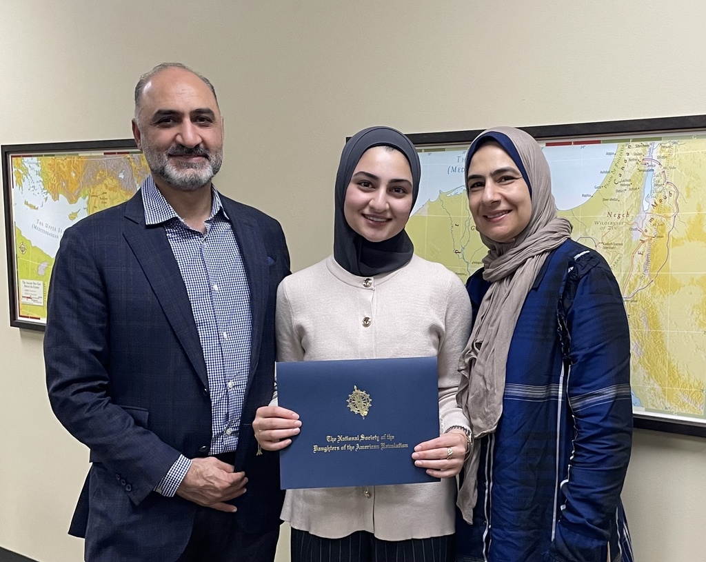 Amna Hussein was recognized yesterday by the Daughter of the American Revolution for being Dalton High School's Good Citizen. The DAR Good Citizen must have the qualities of Dependability, Service, Leadership and Patriotism.