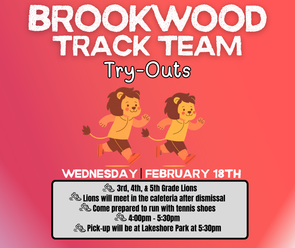 track team tryouts are on Wednesday, February 18th from 4:00pm - 5:30pm