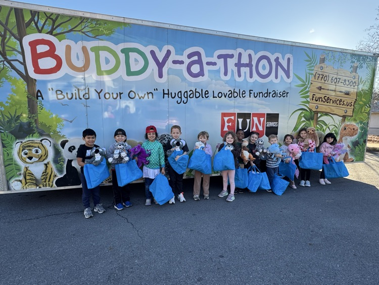 PreK class in front of the Buddy-a-thon truck 