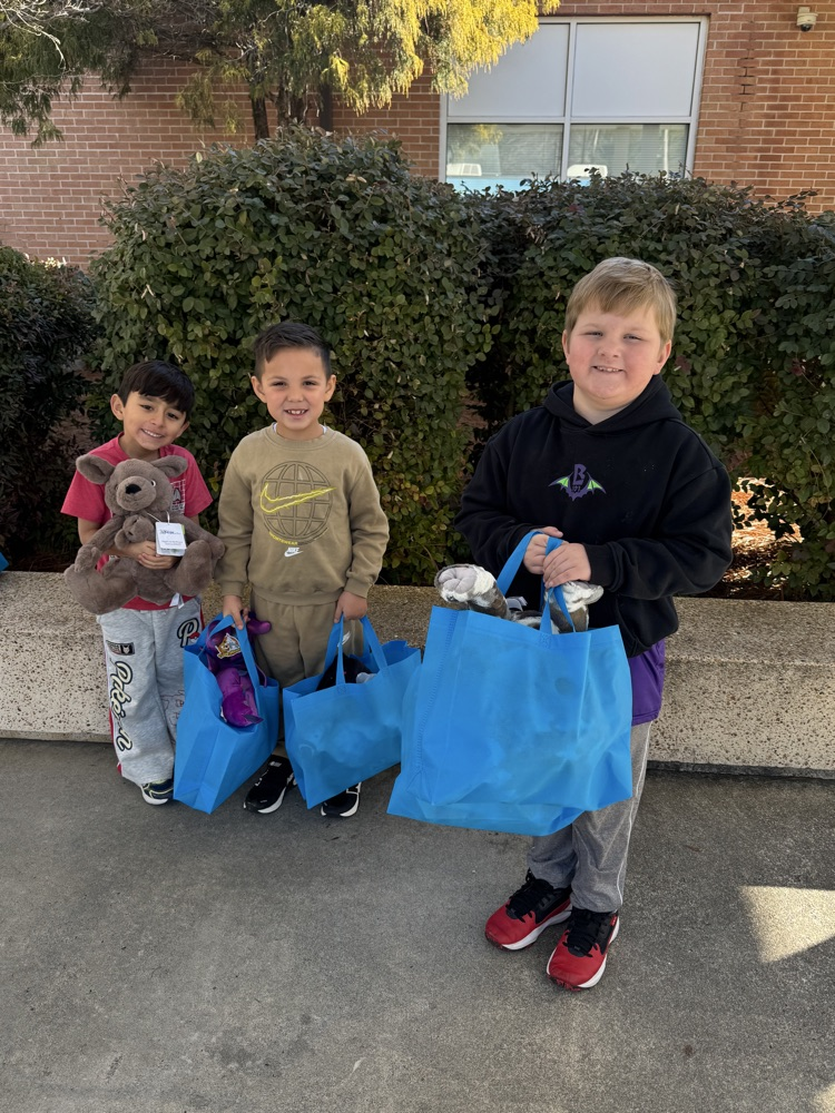 Students with their stuffed animals 