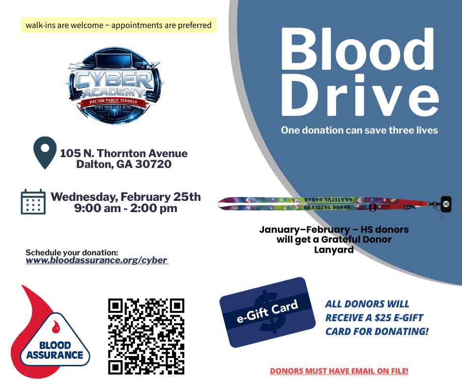 QR code for Blood Drive at Cyber Academy on Wed, February 25, 2026