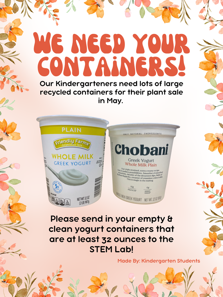 kindergarten needs yogurt containers!