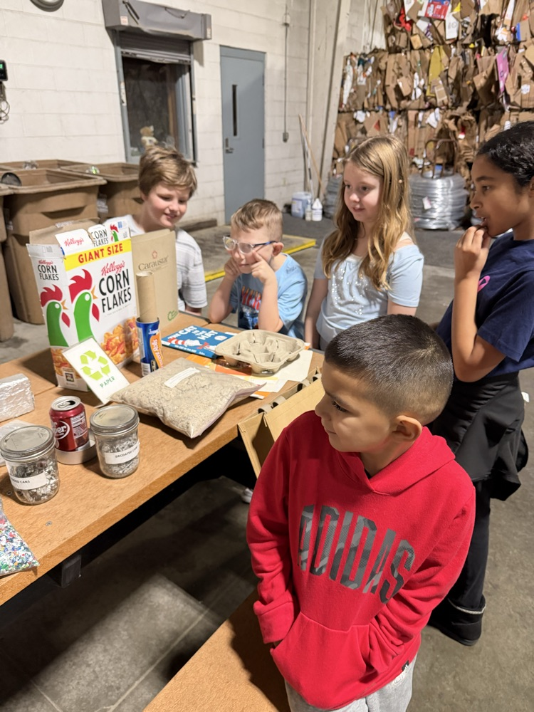 Students learning about recycling 