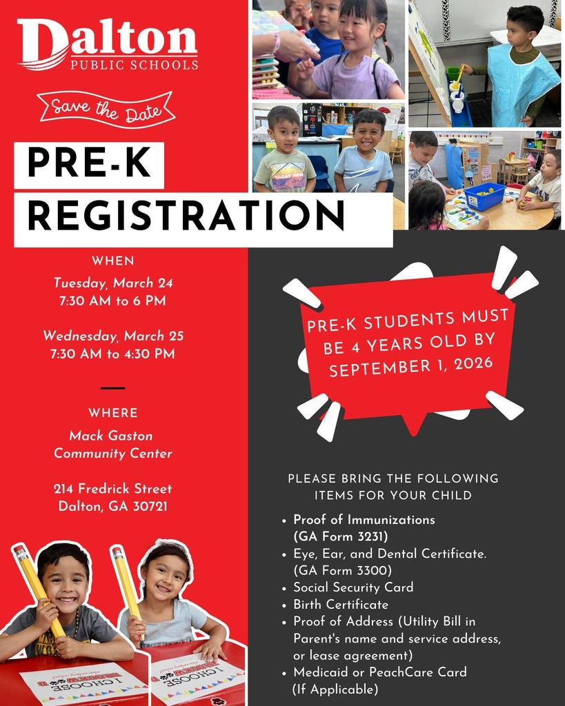 🎒 Pre-K Registration is This Month! Mark your calendars for March 24 & 25 at the Mack Gaston Community Center. This is an important step for families with children entering Pre-K next school year!