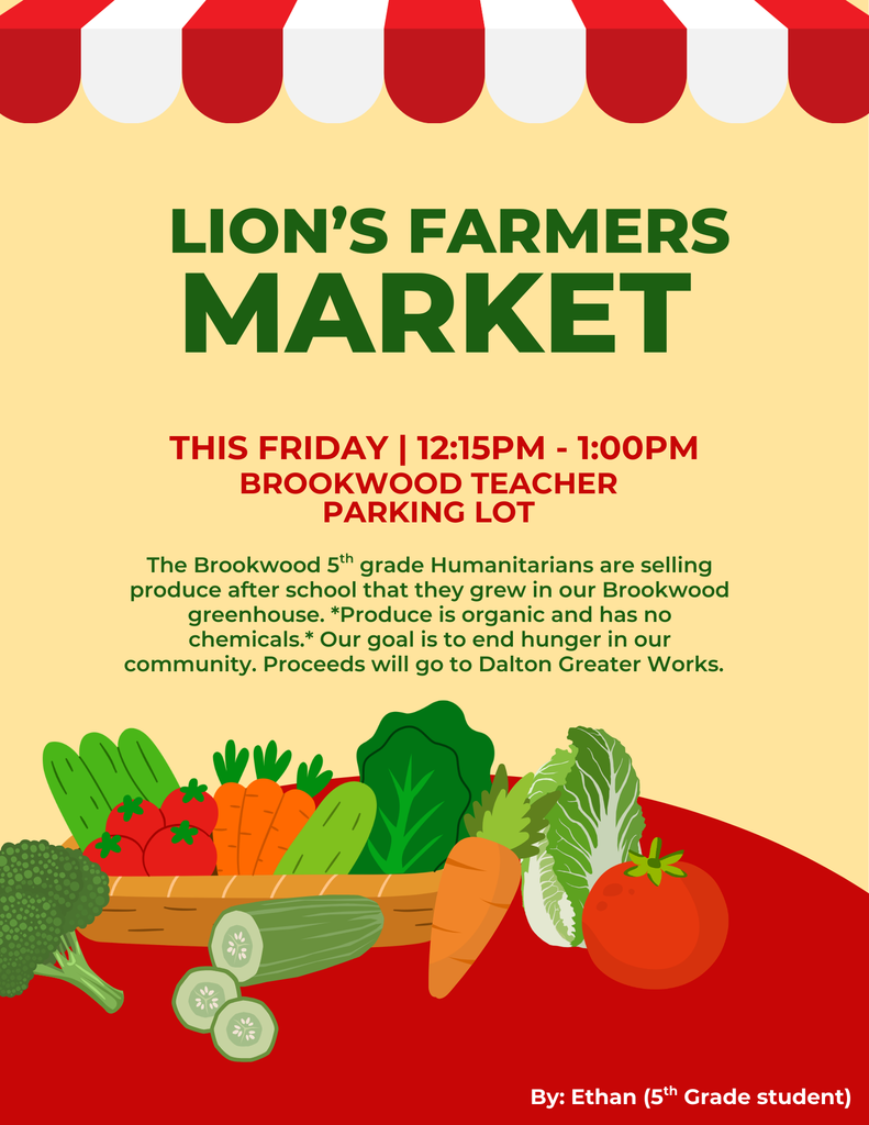Farmer's Market tomorrow at 12:15 after school!