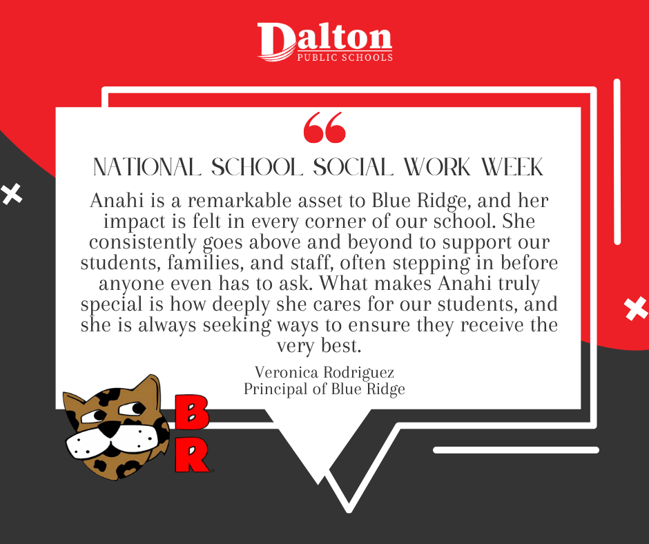 School Social Work Week | March 1–7, 2026 ✨  Our school social workers make a powerful difference every day—connecting students and families to resources, providing compassionate support, and helping remove barriers to learning.   We asked our school leaders to share how their social workers support their school communities. Here’s what they had to say 👇  "Anahi is a remarkable asset to Blue Ridge, and her impact is felt in every corner of our school. She consistently goes above and beyond to support our students, families, and staff, often stepping in before anyone even has to ask. What makes Anahi truly special is how deeply she cares for our students, and she is always seeking ways to ensure they receive the very best. Her presence brings warmth, stability, and encouragement. Whether she’s helping a child navigate a difficult moment, supporting a family in need, or uplifting a colleague, Anahi creates an environment where people feel seen, supported, and valued. She strengthens our school culture simply by being who she is. I am beyond grateful to have Anahi at Blue Ridge!" -Veronica Rodriguez, Principal of Blue Ridge